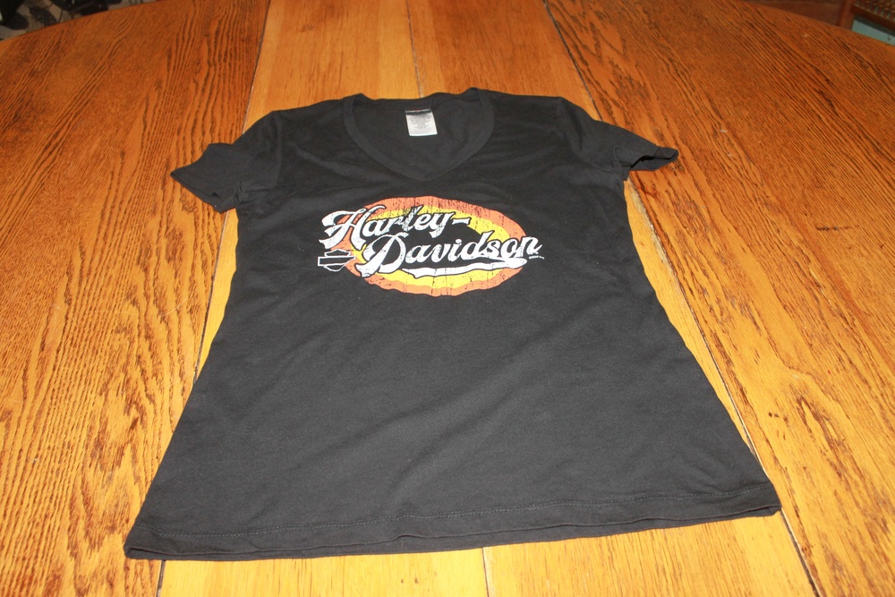 Harley-Davidson Shirt Womens Small V Neck Graphic Biker Motorcycle Tee